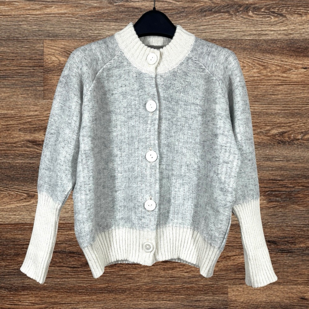Peruvian Link Baby Alpaca Merino Wool Cardigan Sz S Gray Button Front Sweater